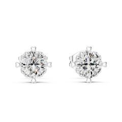 1.40 Ct Cushion Cut Lab Grown Diamond 4 Prong Earrings