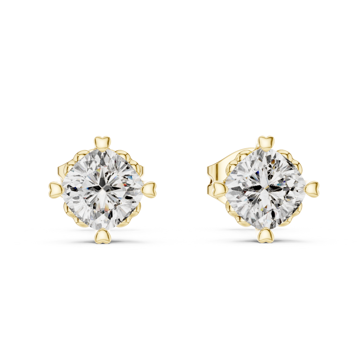 1.40 Ct Cushion Cut Lab Grown Diamond 4 Prong Earrings