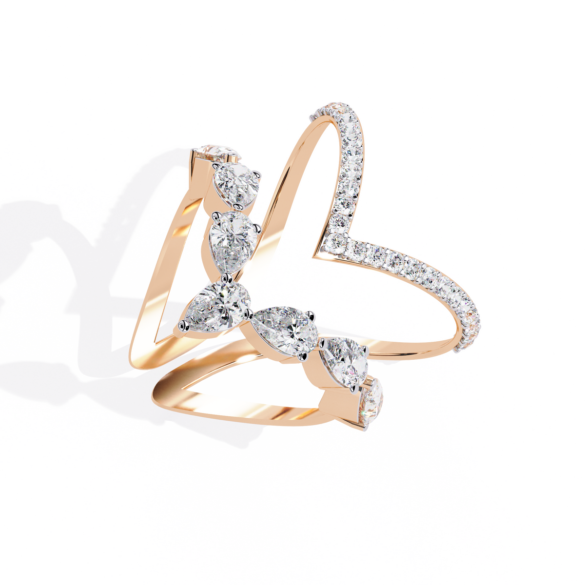 1.42Ct Pear And Round Cut Diamond Antique Inspired Two Row Cluster Vintage Classic Engagement Ring - HIGHCARAT DIAMONDS