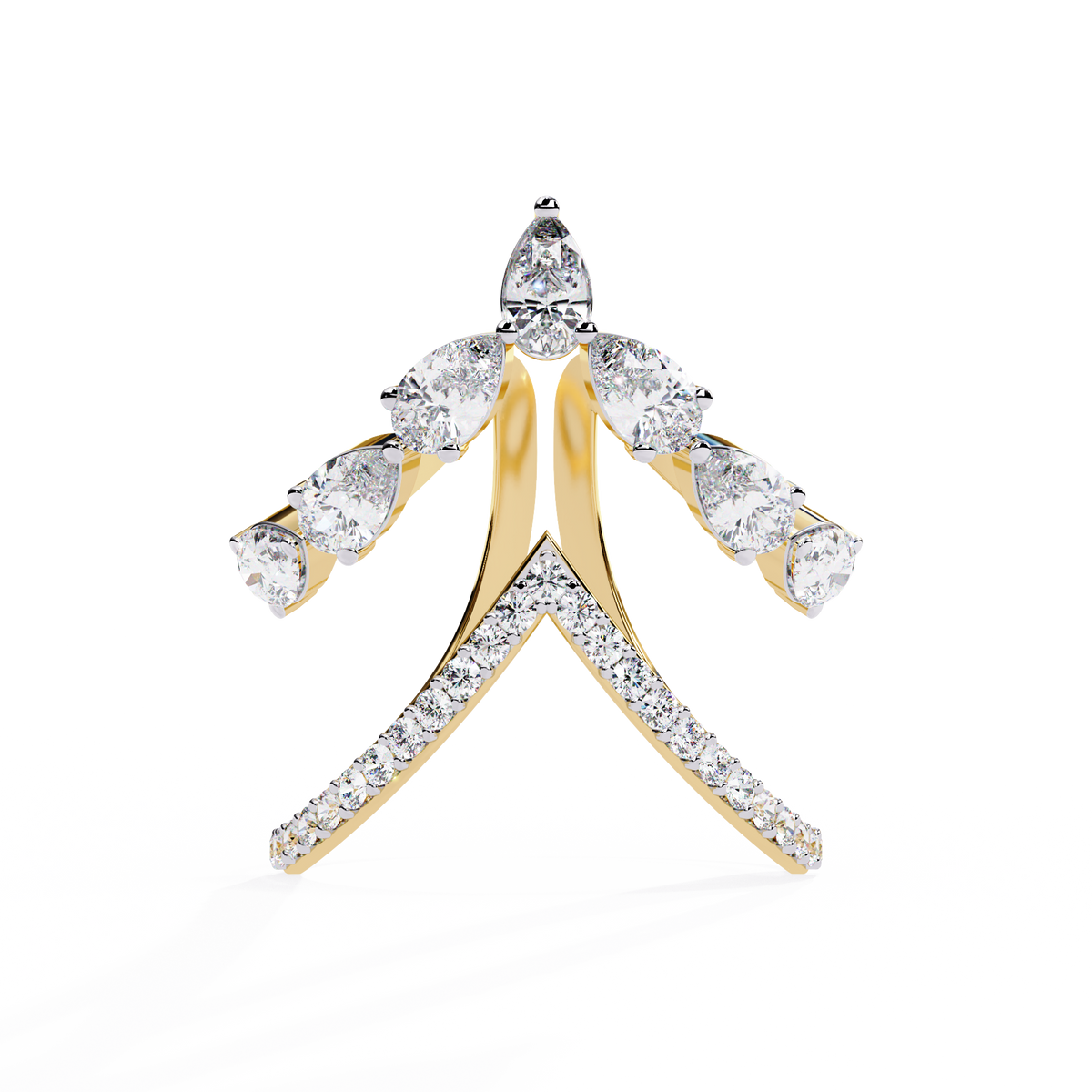 1.42Ct Pear And Round Cut Diamond Antique Inspired Two Row Cluster Vintage Classic Engagement Ring - HIGHCARAT DIAMONDS
