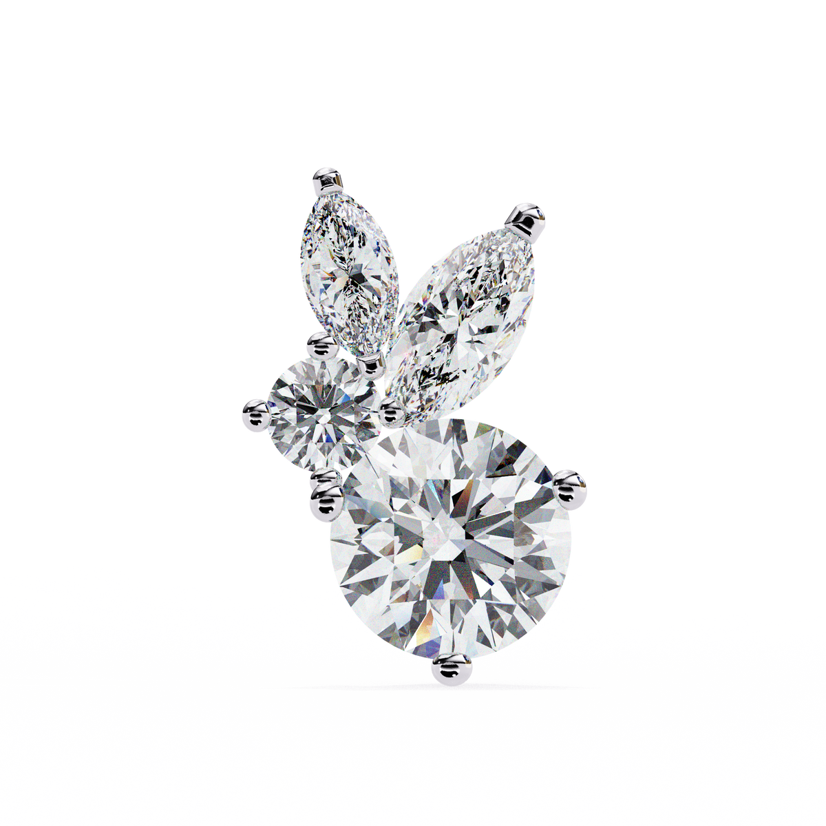 1.43Ct Round And Marquise Cut Diamond Unique Elegant Prong Set Cluster Stunning Dainty Stud Earring For Women's - HIGHCARAT DIAMONDS