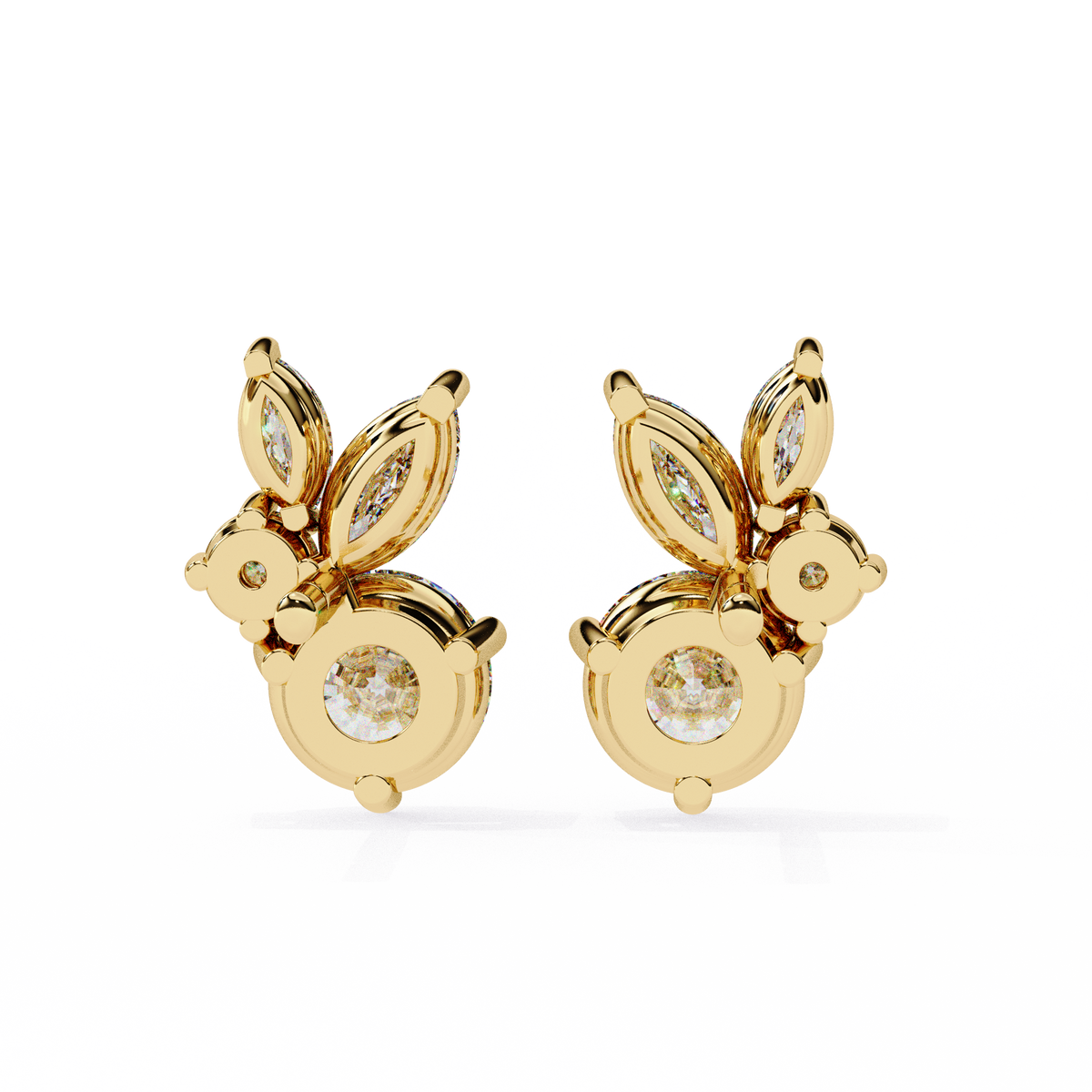 1.43Ct Round And Marquise Cut Diamond Unique Elegant Prong Set Cluster Stunning Dainty Stud Earring For Women's - HIGHCARAT DIAMONDS