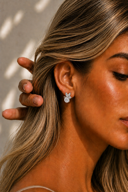 1.43Ct Round And Marquise Cut Diamond Unique Elegant Prong Set Cluster Stunning Dainty Stud Earring For Women's - HIGHCARAT DIAMONDS #wearthelook