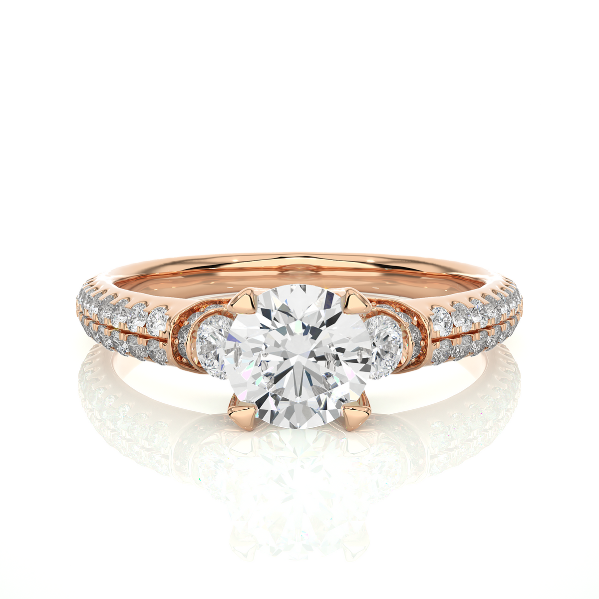 1.44 Carat Round Diamond Lab Grown Diamond Ring with Three Stones Diamond  Ring To Her birthday - HIGHCARAT DIAMONDS