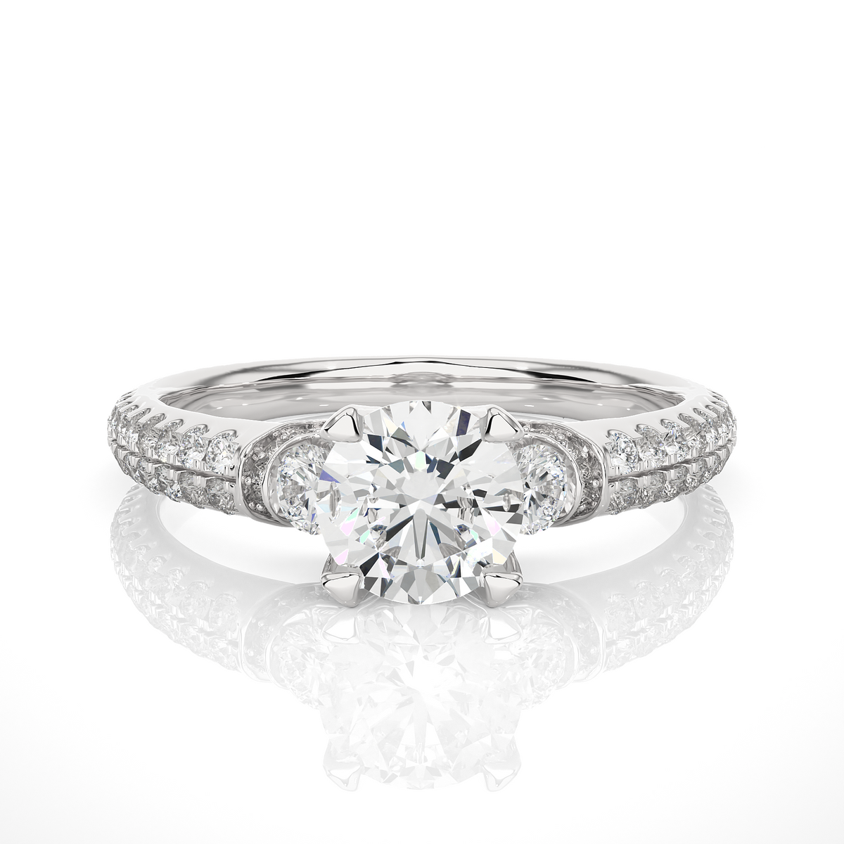 1.44 Carat Round Diamond Lab Grown Diamond Ring with Three Stones Diamond  Ring To Her birthday - HIGHCARAT DIAMONDS