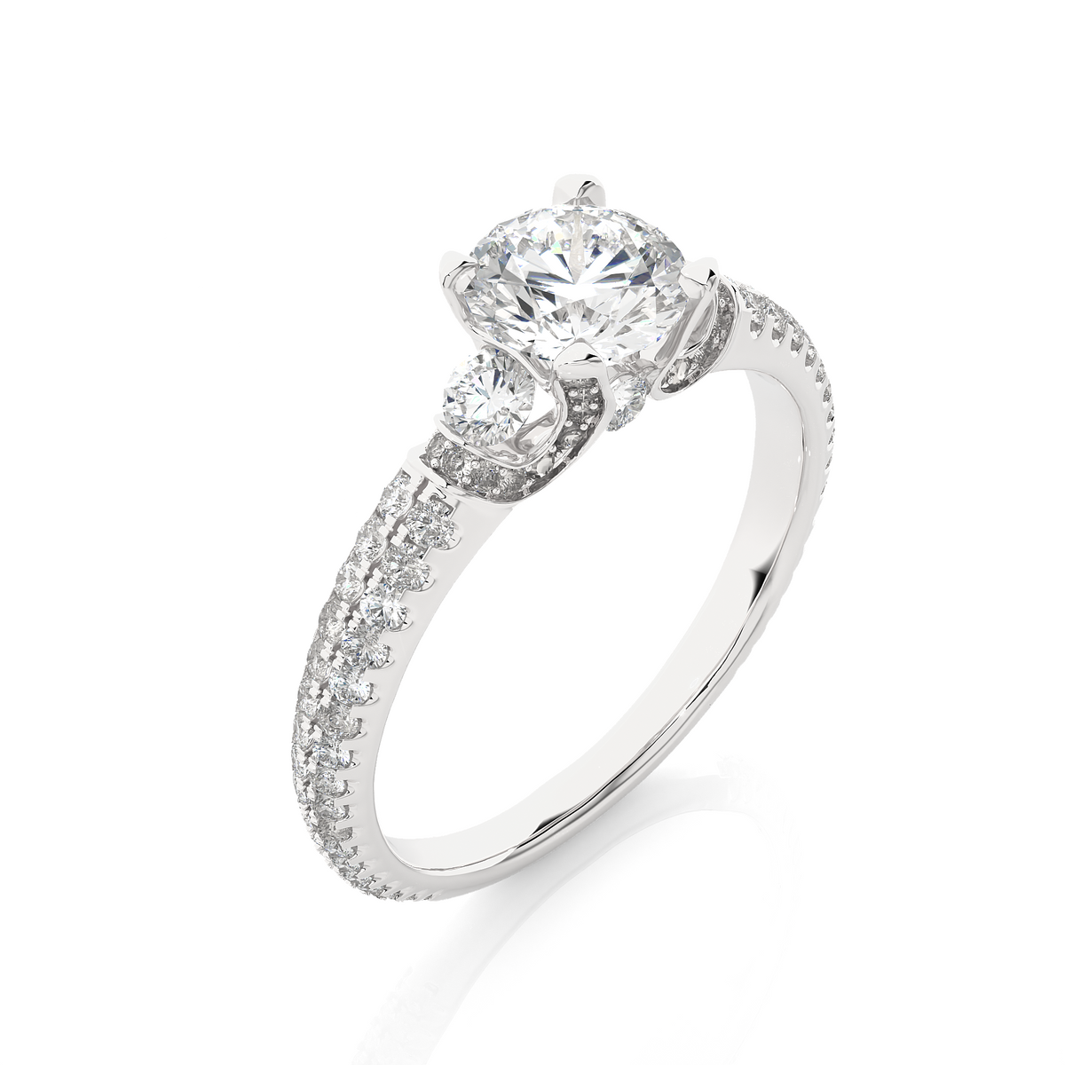 1.44 Carat Round Diamond Lab Grown Diamond Ring with Three Stones Diamond  Ring To Her birthday - HIGHCARAT DIAMONDS