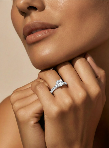 1.44 Carat Round Diamond Lab Grown Diamond Ring with Three Stones Diamond  Ring To Her birthday - HIGHCARAT DIAMONDS #wearthelook