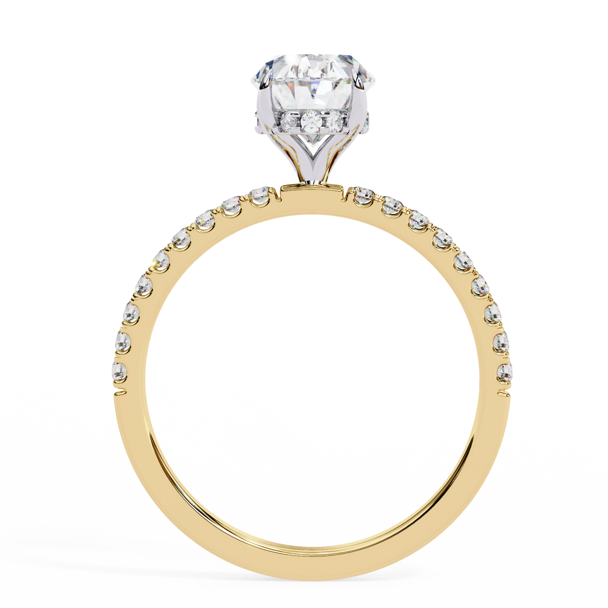 1.44 Ct Oval & Round Cut  Lab Grown Stunning Pave Set Solitaire Ring Dainty Women's Jewelry - HIGHCARAT DIAMONDS