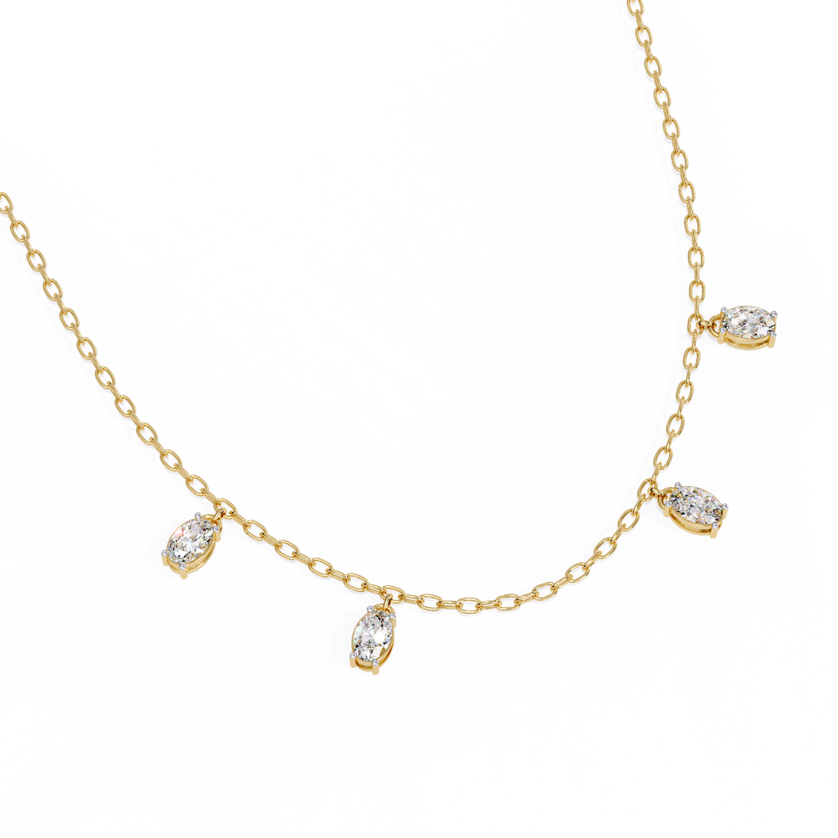 1.45 Carat Oval Cut Lab Grown Diamond 10K Solid Rose Gold Unique Vintage Party Wear Necklace Gift for Her Birthday - HIGHCARAT DIAMONDS