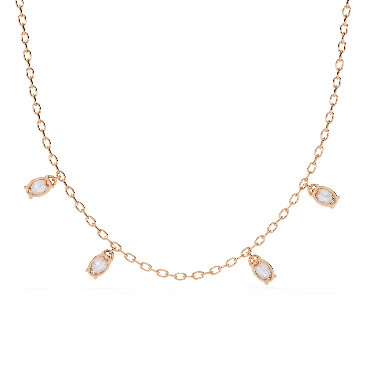 1.45 Carat Oval Cut Lab Grown Diamond 10K Solid Rose Gold Unique Vintage Party Wear Necklace Gift for Her Birthday - HIGHCARAT DIAMONDS