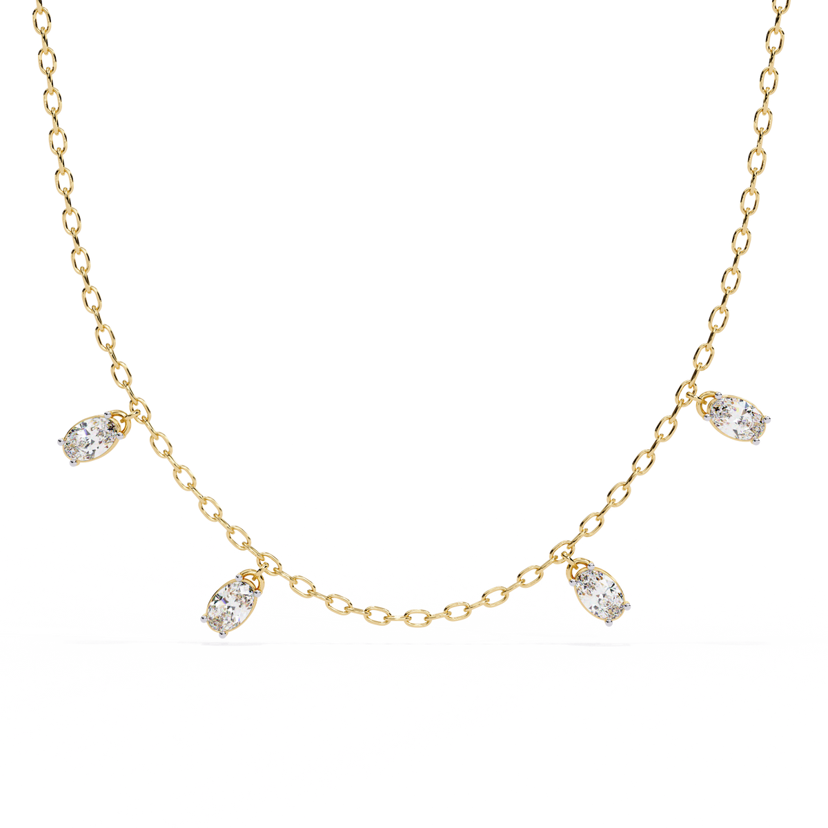1.45 Carat Oval Cut Lab Grown Diamond 10K Solid Rose Gold Unique Vintage Party Wear Necklace Gift for Her Birthday - HIGHCARAT DIAMONDS