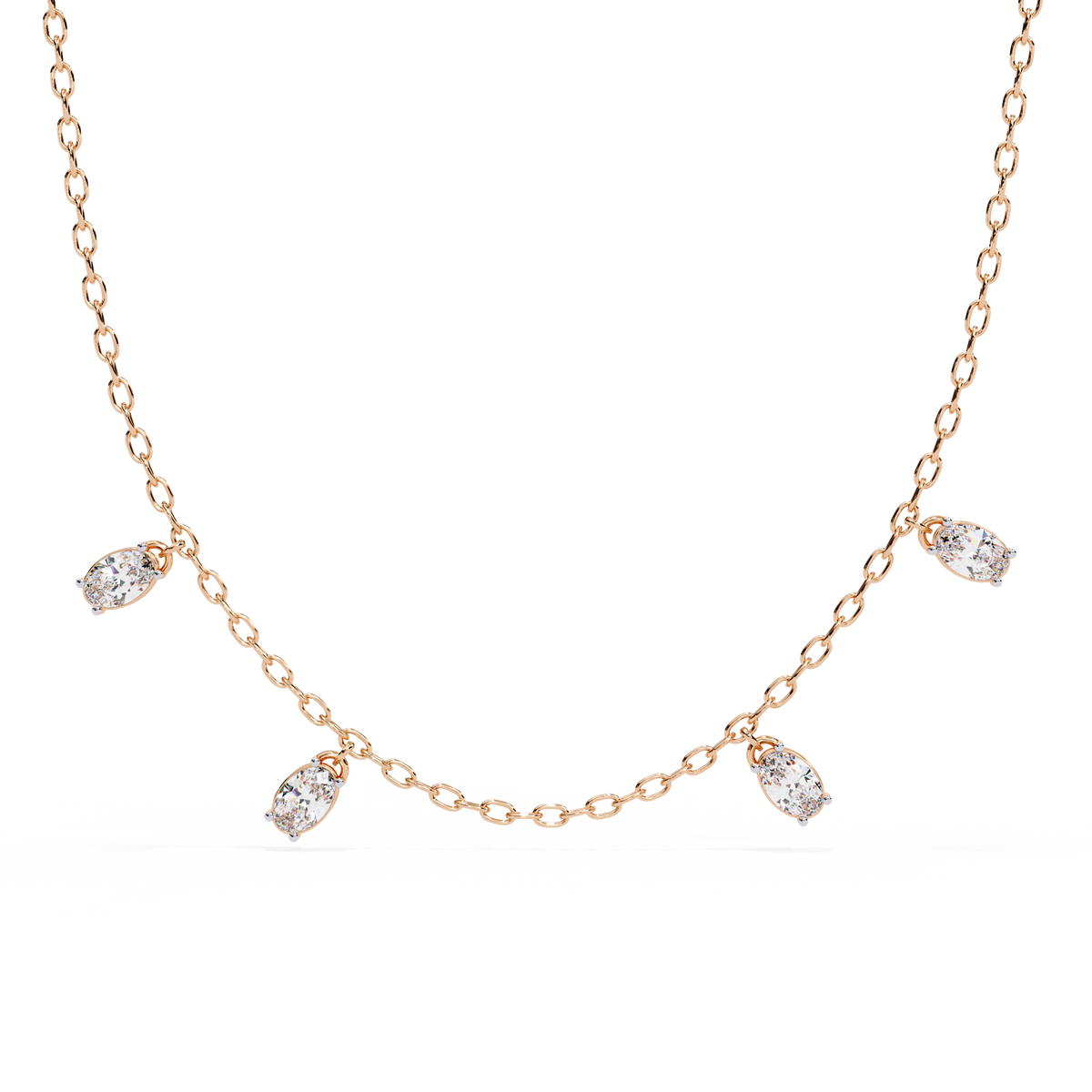 1.45 Carat Oval Cut Lab Grown Diamond 10K Solid Rose Gold Unique Vintage Party Wear Necklace Gift for Her Birthday - HIGHCARAT DIAMONDS