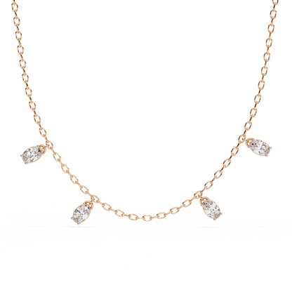 1.45 Carat Oval Cut Lab Grown Diamond 10K Solid Rose Gold Unique Vintage Party Wear Necklace Gift for Her Birthday - HIGHCARAT DIAMONDS