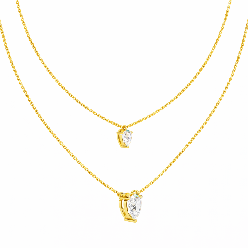 1.46 Ct Pear Cut Lab Grown Diamond Solitaire Unique  Statement Cluster Classic Necklace For birthday - HIGHCARAT DIAMONDS