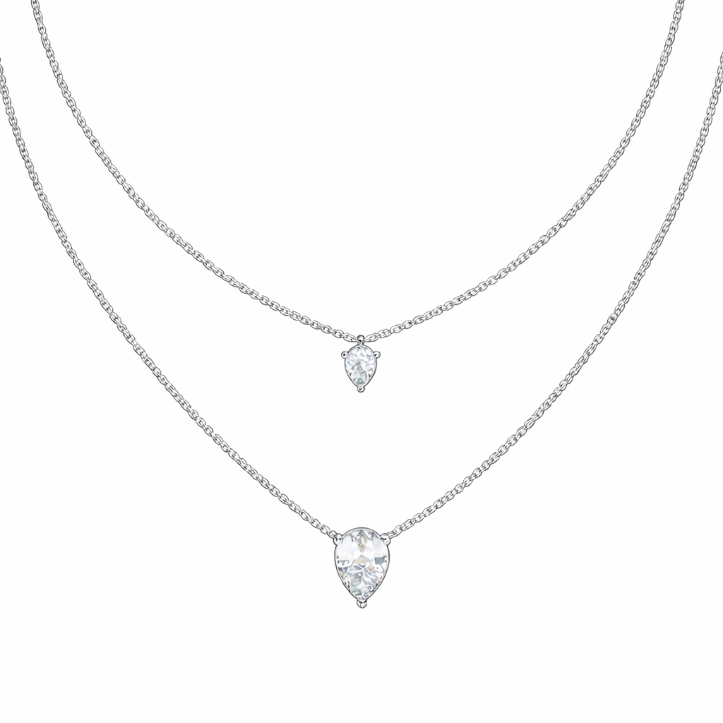 1.46 Ct Pear Cut Lab Grown Diamond Solitaire Unique  Statement Cluster Classic Necklace For birthday - HIGHCARAT DIAMONDS