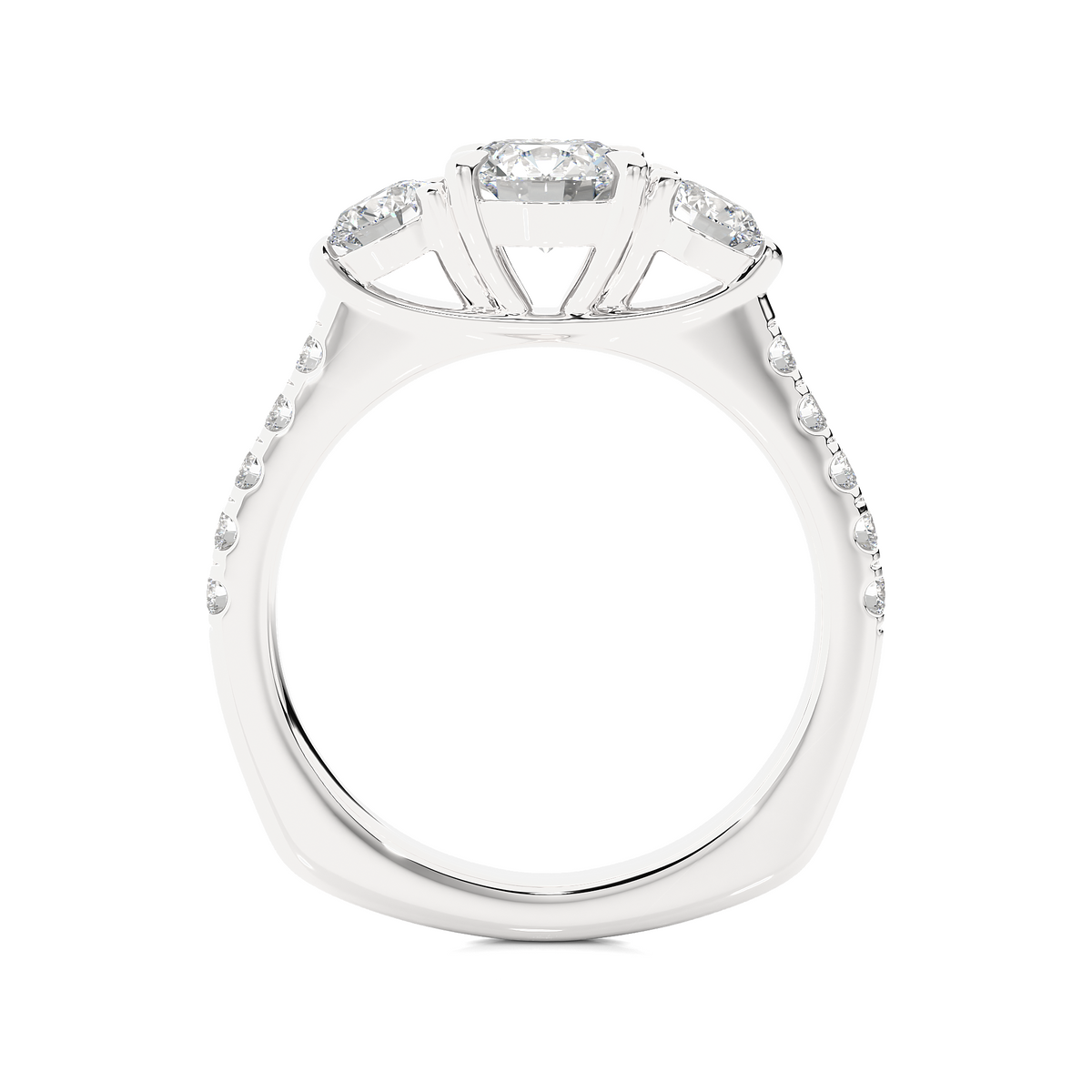 1.54 Ct Lab grown Round Diamond Anniversary Ring, With Three Stone - HIGHCARAT DIAMONDS