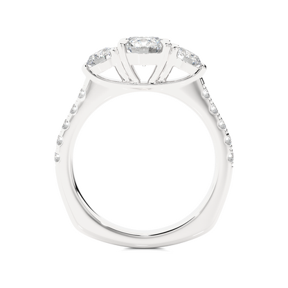 1.54 Ct Lab grown Round Diamond Anniversary Ring, With Three Stone - HIGHCARAT DIAMONDS