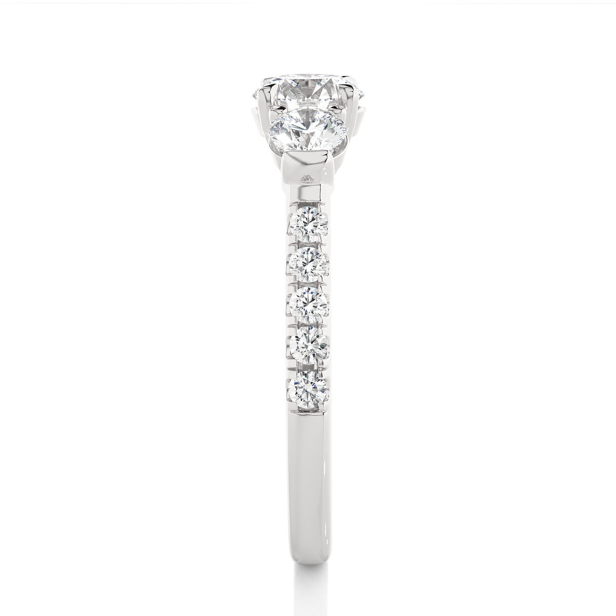 1.54 Ct Lab grown Round Diamond Anniversary Ring, With Three Stone - HIGHCARAT DIAMONDS