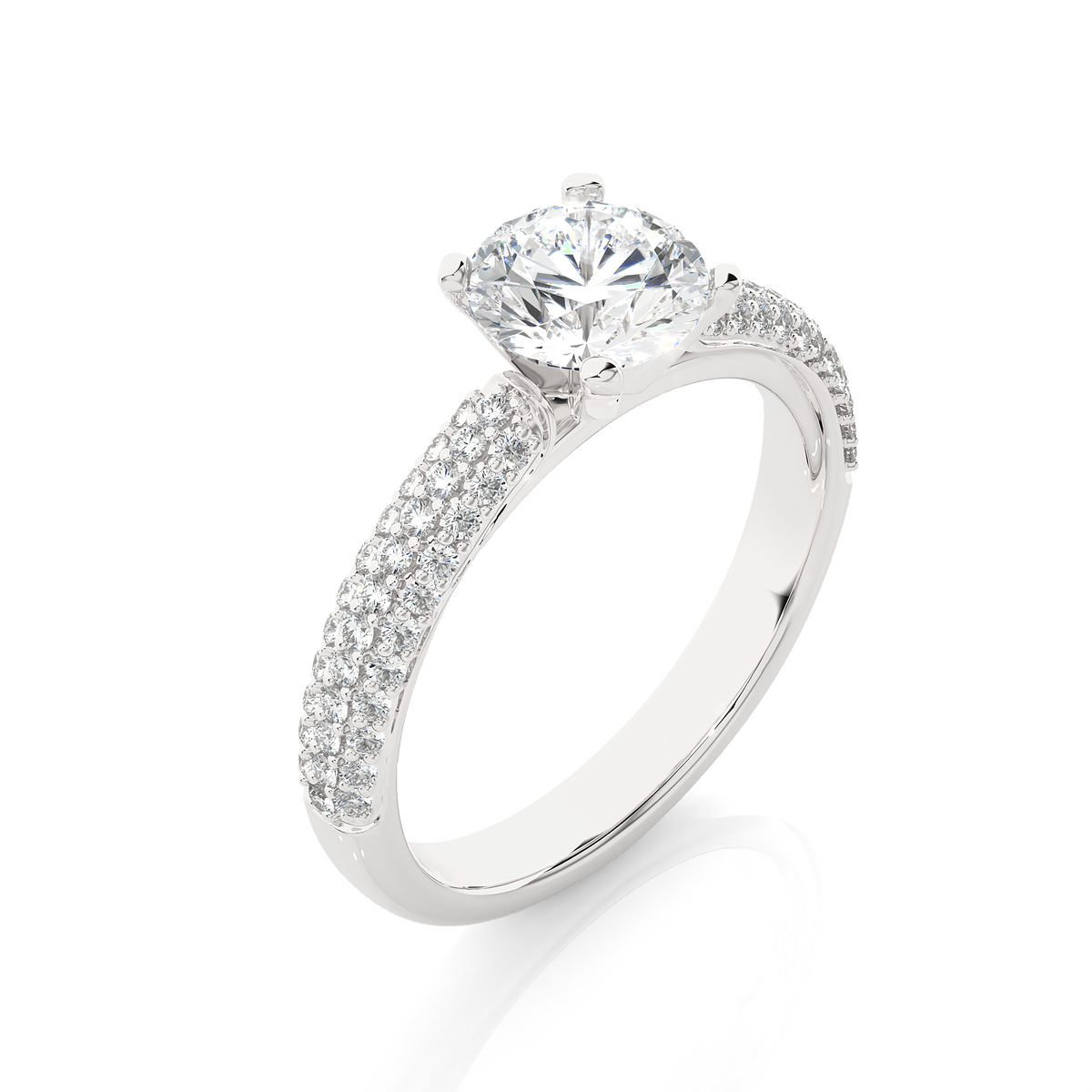 1.56 Ct  Carat Round Shaped Lab Grown Diamond  14K White Gold Engagement Perfect Ring, Gift For Her - HIGHCARAT DIAMONDS