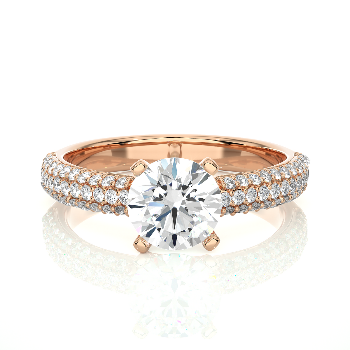 1.56 Ct  Carat Round Shaped Lab Grown Diamond  14K White Gold Engagement Perfect Ring, Gift For Her - HIGHCARAT DIAMONDS