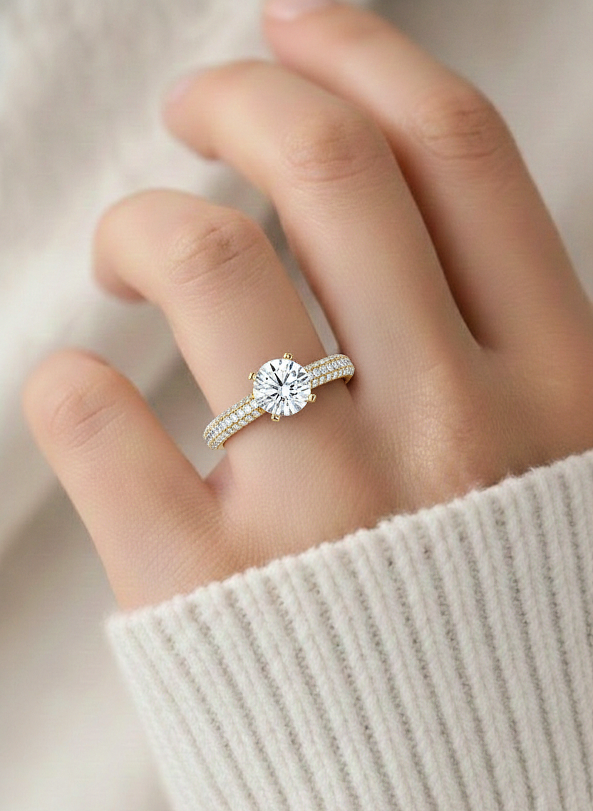 1.56 Ct  Carat Round Shaped Lab Grown Diamond  14K White Gold Engagement Perfect Ring, Gift For Her - HIGHCARAT DIAMONDS #wearthelook
