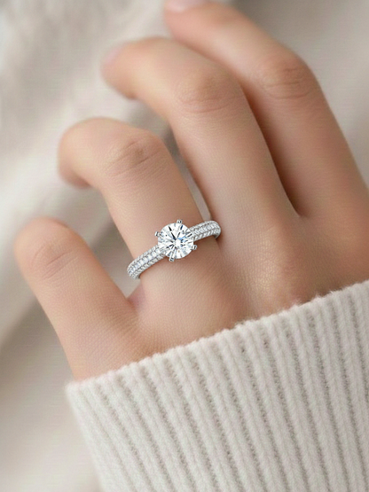 1.56 Ct  Carat Round Shaped Lab Grown Diamond  14K White Gold Engagement Perfect Ring, Gift For Her - HIGHCARAT DIAMONDS #wearthelook