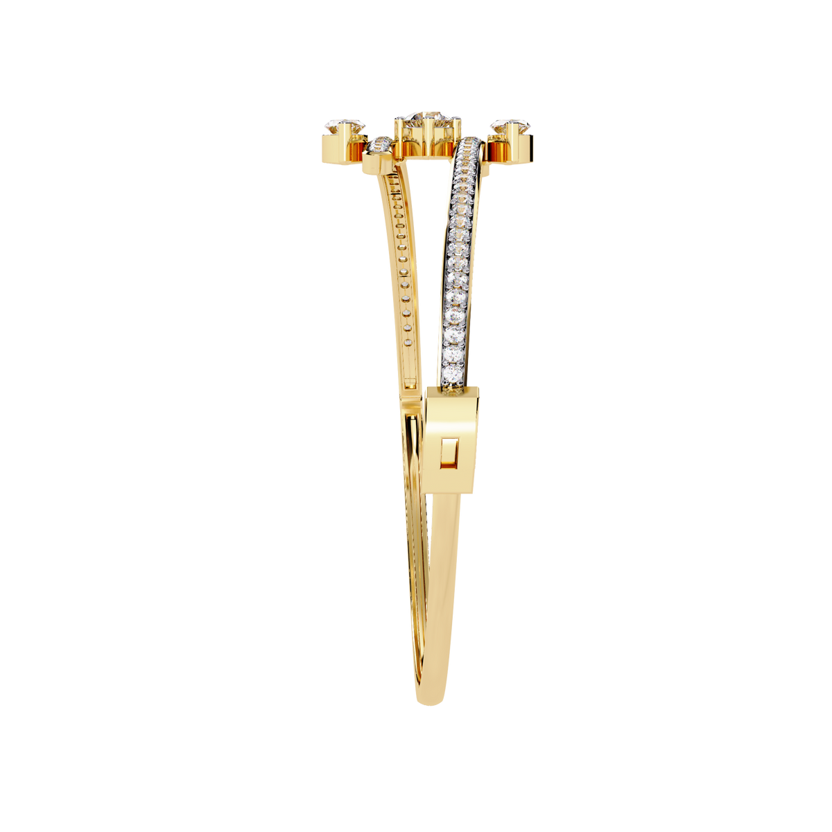 1.56Ct Marquise And Round Cut Lab Grown Diamond Unique Channel Set 14k Yellow Gold Daily Wear Bangle - HIGHCARAT DIAMONDS