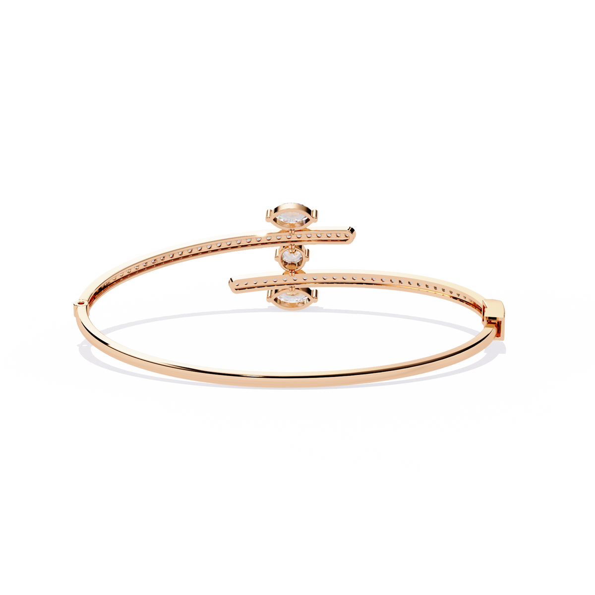 1.56Ct Marquise And Round Cut Lab Grown Diamond Unique Channel Set 14k Yellow Gold Daily Wear Bangle - HIGHCARAT DIAMONDS