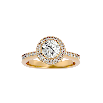 1.59 Ct Round Cut Lab grown Solitaire Ring With Round Accent,14K Solid Gold Hidden Halo Wedding Ring for  gifted - HIGHCARAT DIAMONDS