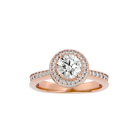 1.59 Ct Round Cut Lab grown Solitaire Ring With Round Accent,14K Solid Gold Hidden Halo Wedding Ring for  gifted - HIGHCARAT DIAMONDS