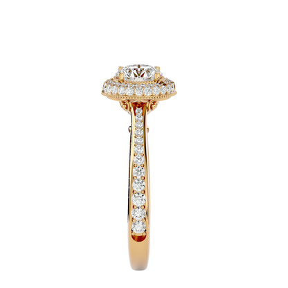 1.59 Ct Round Cut Lab grown Solitaire Ring With Round Accent,14K Solid Gold Hidden Halo Wedding Ring for  gifted - HIGHCARAT DIAMONDS