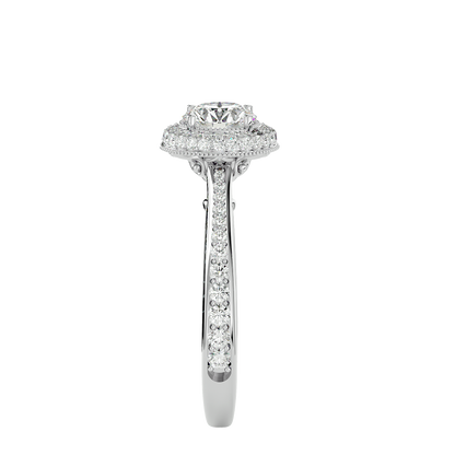 1.59 Ct Round Cut Lab grown Solitaire Ring With Round Accent,14K Solid Gold Hidden Halo Wedding Ring for  gifted - HIGHCARAT DIAMONDS