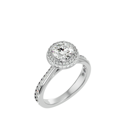 1.59 Ct Round Cut Lab grown Solitaire Ring With Round Accent,14K Solid Gold Hidden Halo Wedding Ring for  gifted - HIGHCARAT DIAMONDS