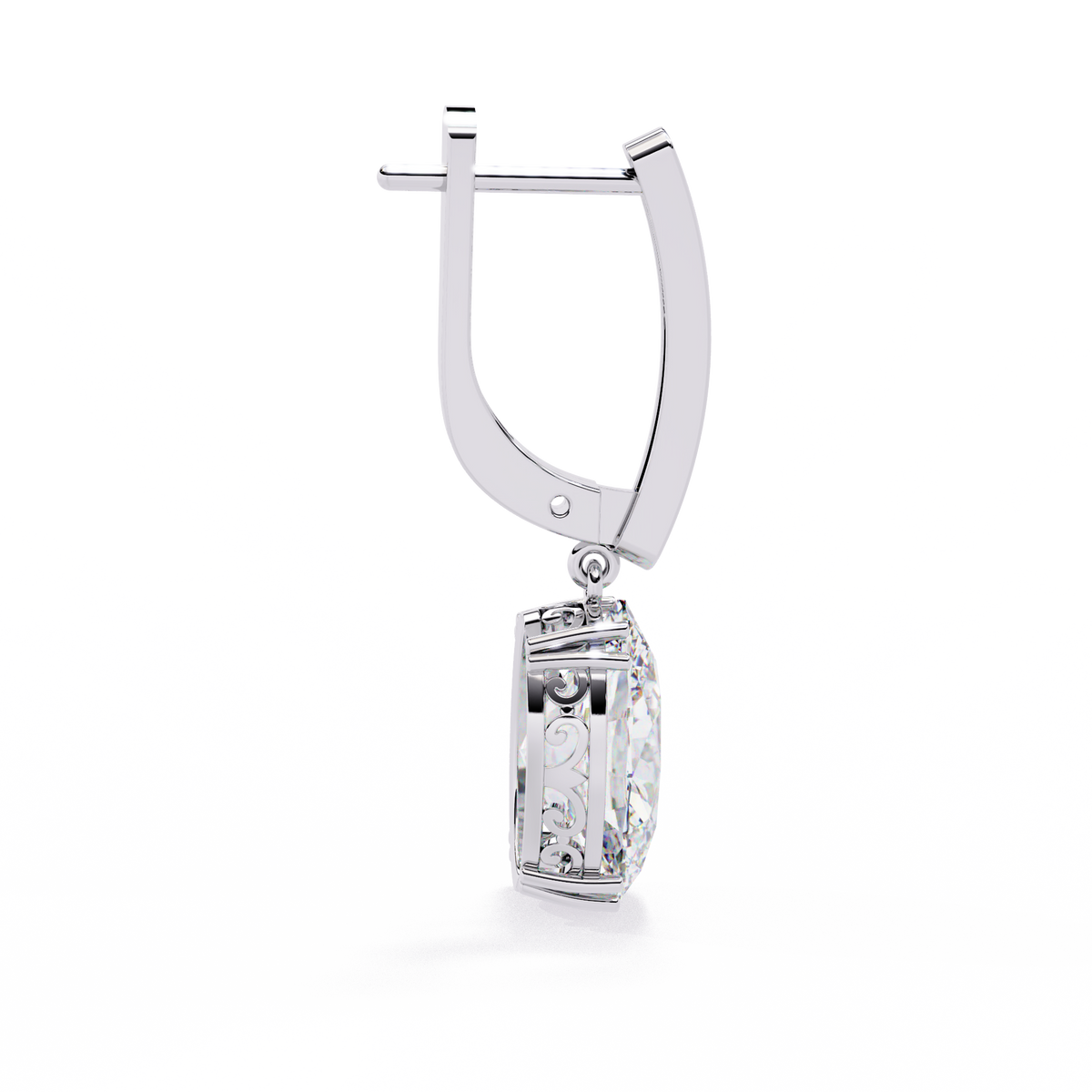 1.62Ct Oval Cut Lab Grown Diamond Delicate Fish Lock Bali Dainty 14k Solid White Gold Hoop Earring For Her - HIGHCARAT DIAMONDS