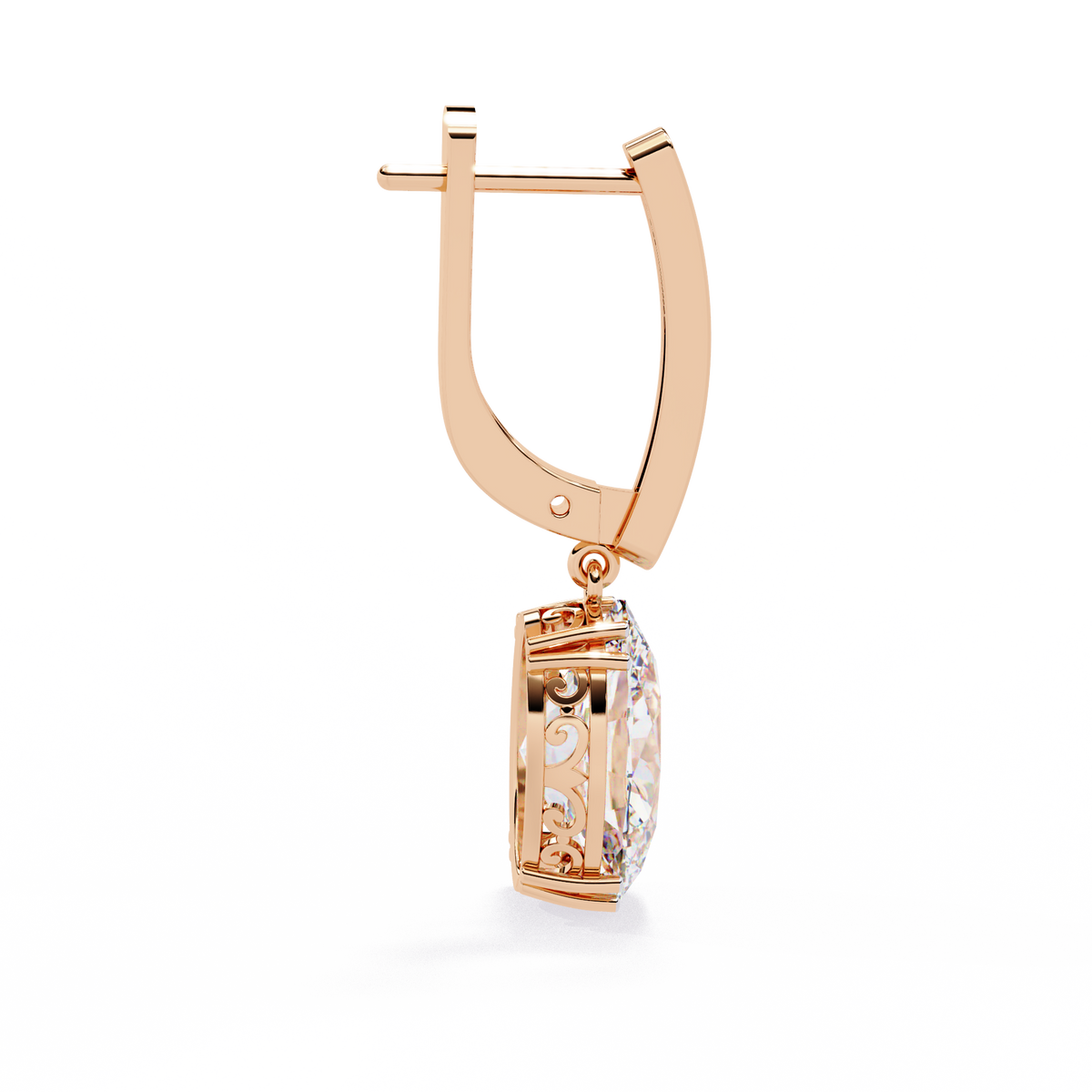 1.62Ct Oval Cut Lab Grown Diamond Delicate Fish Lock Bali Dainty 14k Solid White Gold Hoop Earring For Her - HIGHCARAT DIAMONDS