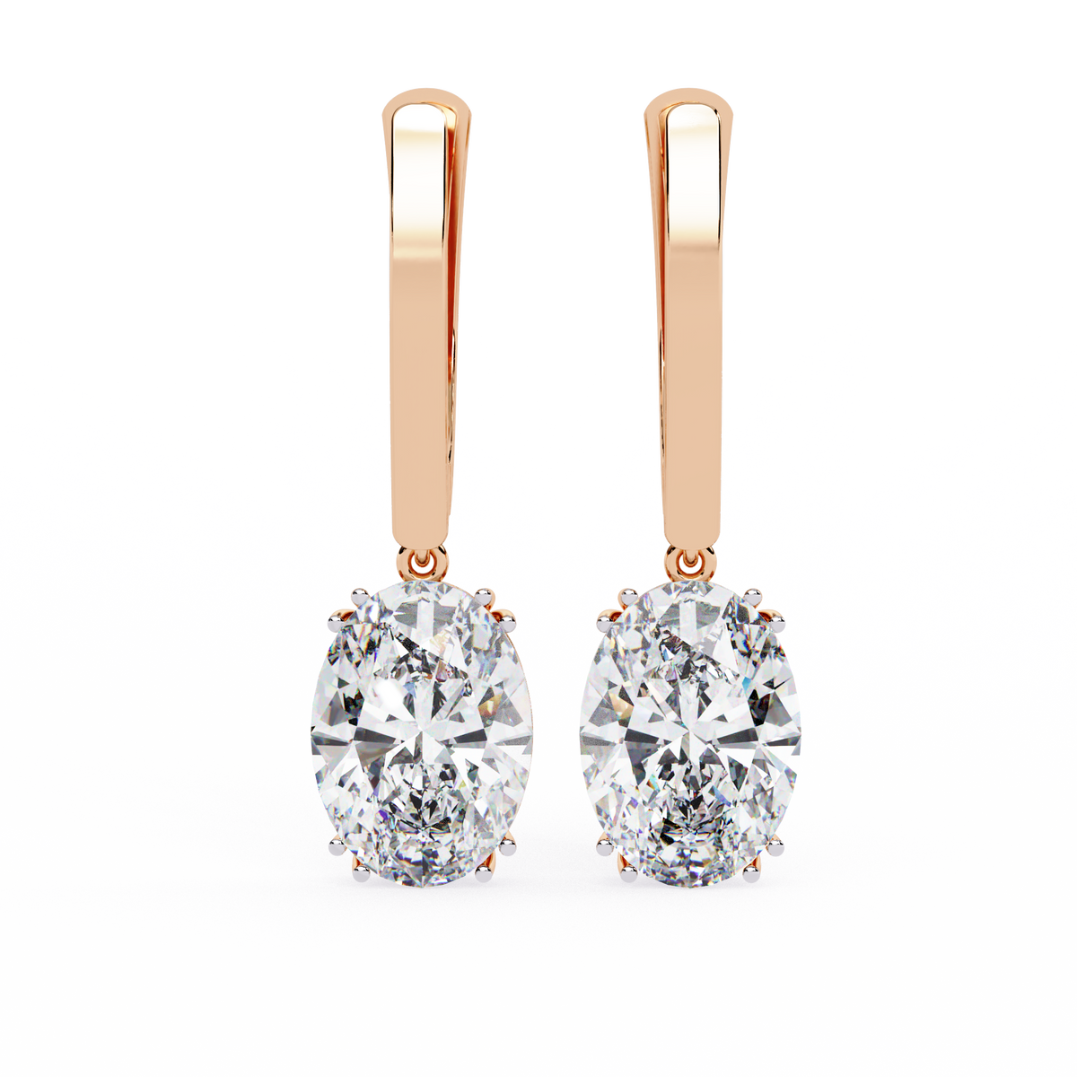 1.62Ct Oval Cut Lab Grown Diamond Delicate Fish Lock Bali Dainty 14k Solid White Gold Hoop Earring For Her - HIGHCARAT DIAMONDS