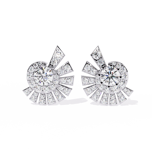 1.66 Ct Round Cut Lab Grown Diamond Cluster Stud Earrings Front View