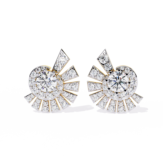 1.66 Ct Round Cut Diamond Stud Earrings Close-Up Detail