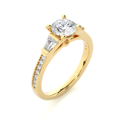 1.68 ct three stone diamond as well as pave and side stones Best gift ring for wedding - HIGHCARAT DIAMONDS