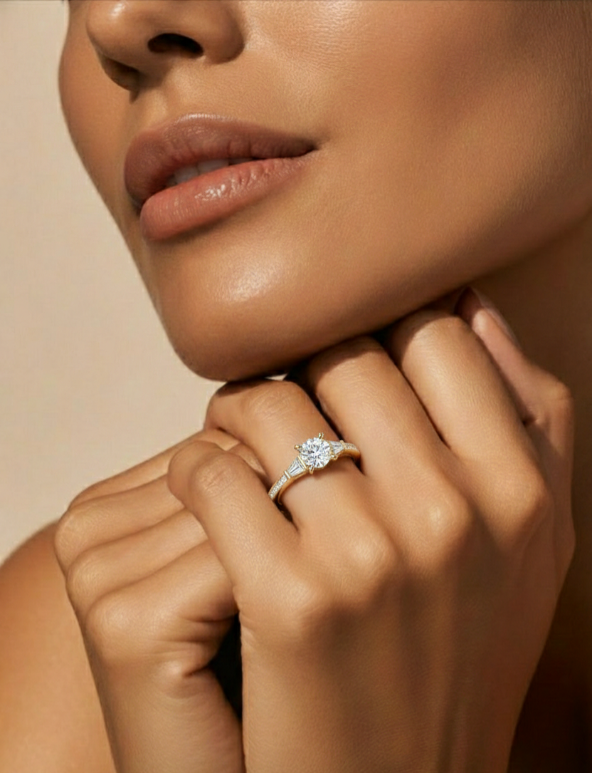 1.68 ct three stone diamond as well as pave and side stones Best gift ring for wedding - HIGHCARAT DIAMONDS #wearthelook