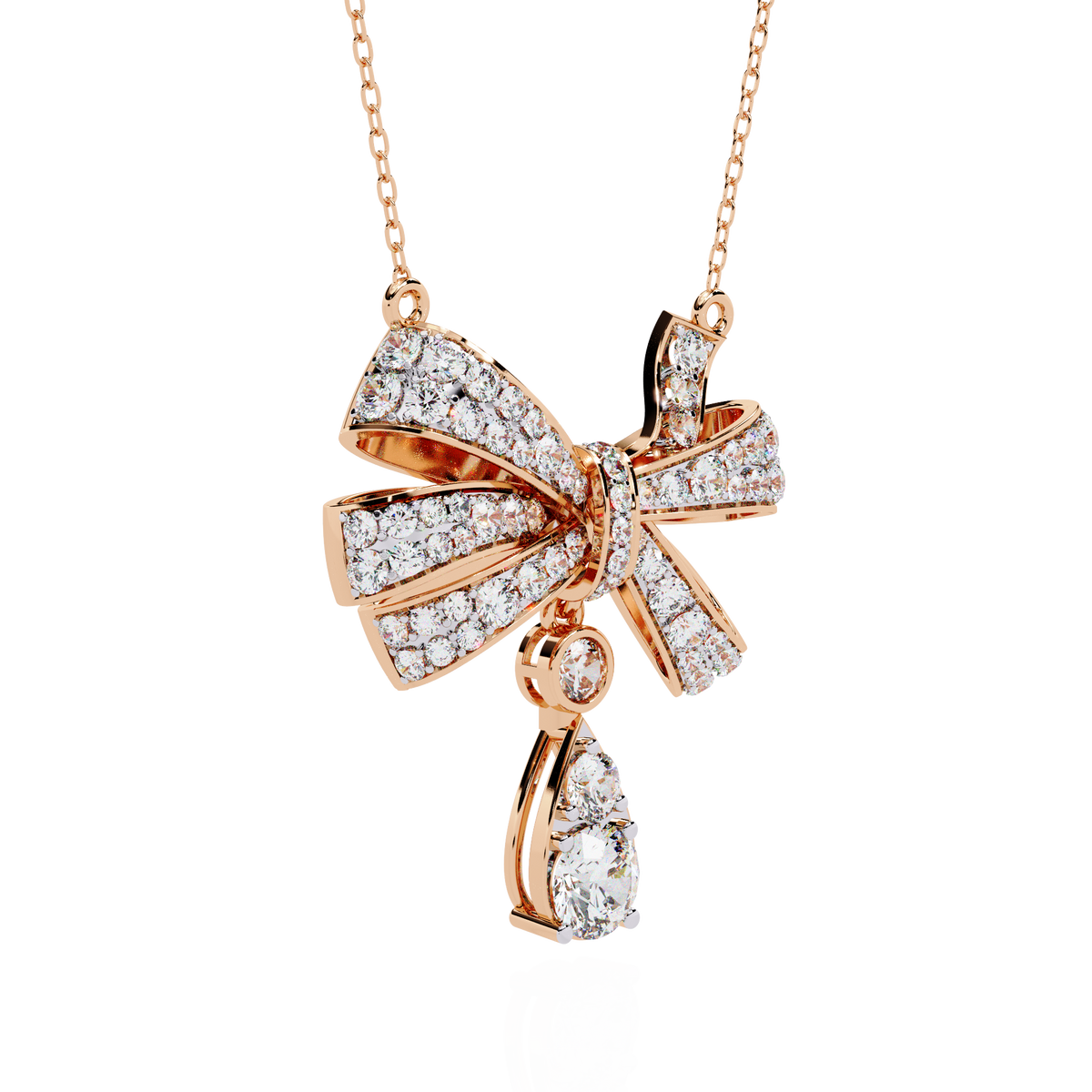 1.69 Ct Round Cut Lab Grown Diamond Infinity Shape 18k Solid Rose Gold  Delicate Classic Dainty Bridal Pendant Necklace - HIGHCARAT DIAMONDS