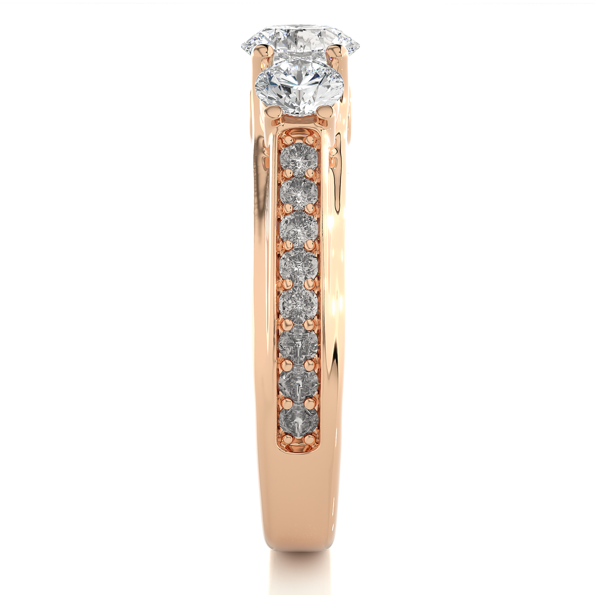 1.70 CT Three Stone And Pave and Side Stones  Wedding Lab Grown Diamond Ring , Accented Best Gift  For Her - HIGHCARAT DIAMONDS