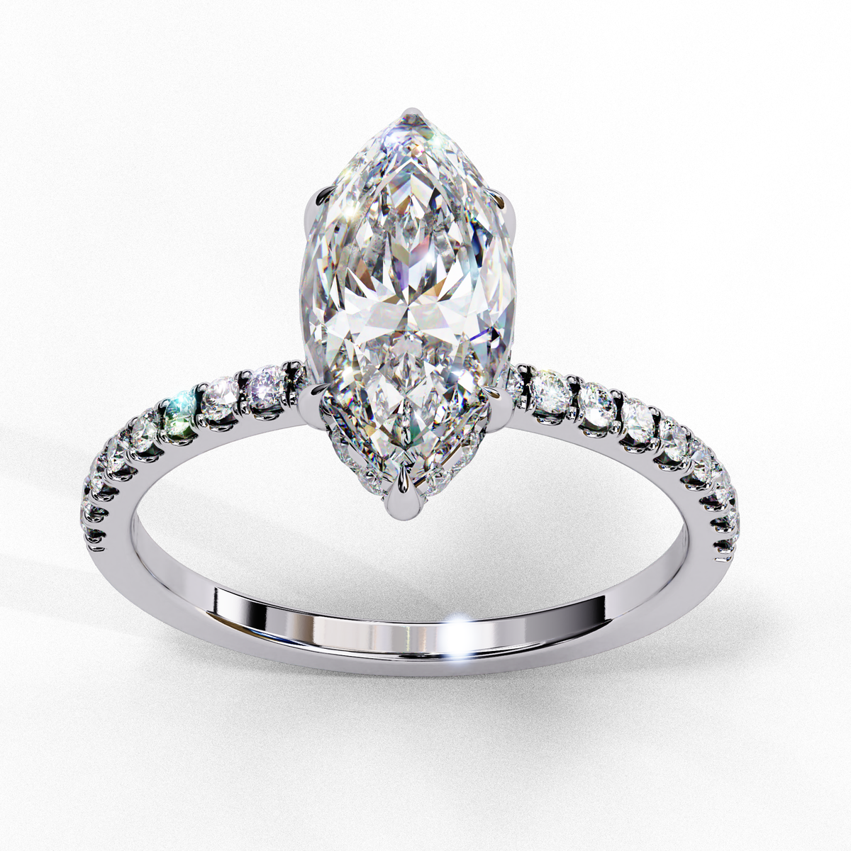 Elegant Marquise Cut 1.72 Ct Lab Grown Diamond Ring for Women with Side Small Loose Diamonds  Perfect for Daily Wear - HIGHCARAT DIAMONDS