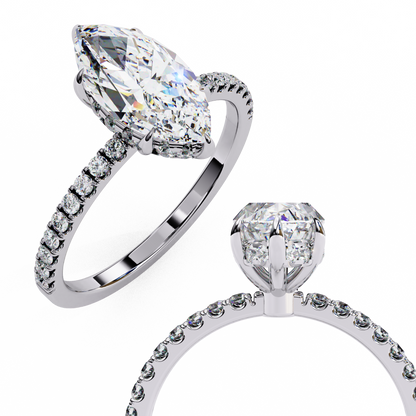 Elegant Marquise Cut 1.72 Ct Lab Grown Diamond Ring for Women with Side Small Loose Diamonds  Perfect for Daily Wear - HIGHCARAT DIAMONDS