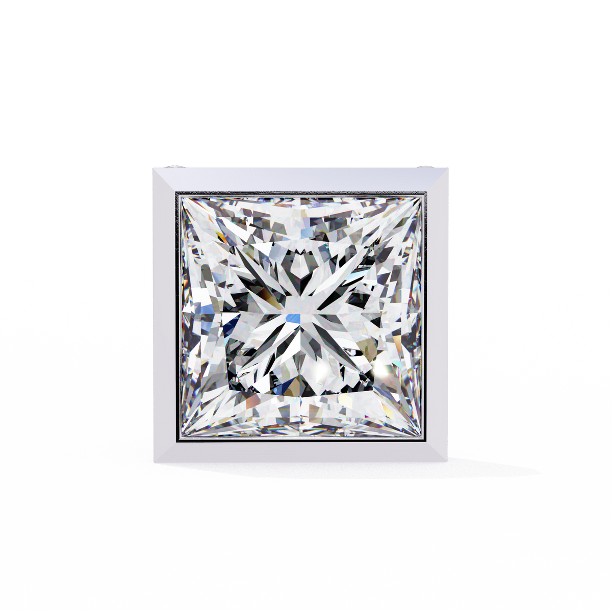 1.77Ct Princess Cut White Colorless Diamond Solitaire Dainty Bezel Set Perfect Sparkling Stud Earring Gift For Her - HIGHCARAT DIAMONDS
