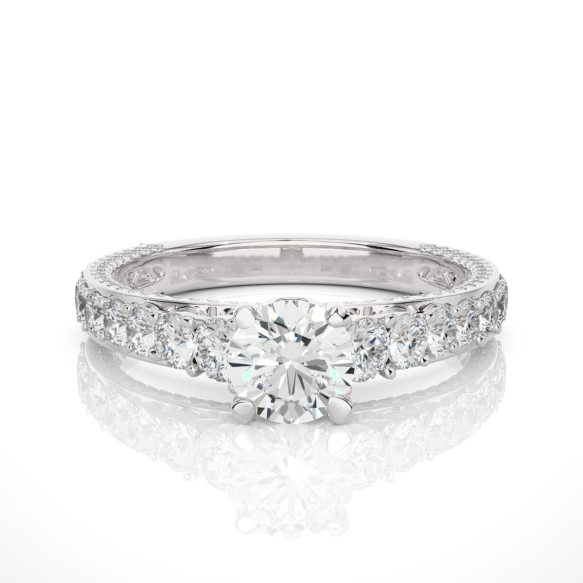 1.79 Ct Round Cut Lab Grown Diamond Fabulous 14K Accented Rings For Every Occasion, - HIGHCARAT DIAMONDS