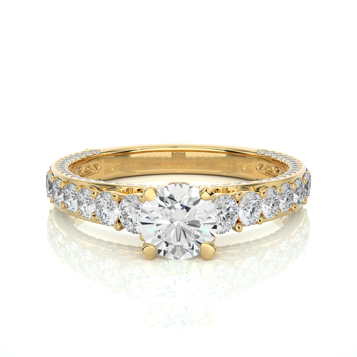 1.79 Ct Round Cut Lab Grown Diamond Fabulous 14K Accented Rings For Every Occasion, - HIGHCARAT DIAMONDS