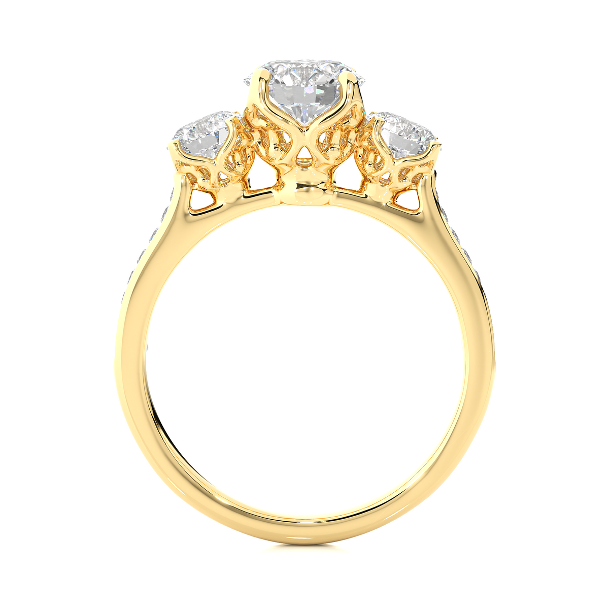 1.80 Ct Round Three Stone Wedding Lab Grown Diamond  Ring for engagement - HIGHCARAT DIAMONDS