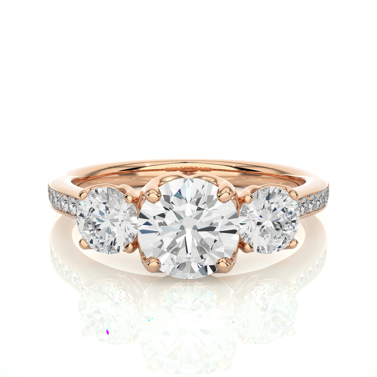 1.80 Ct Round Three Stone Wedding Lab Grown Diamond  Ring for engagement - HIGHCARAT DIAMONDS