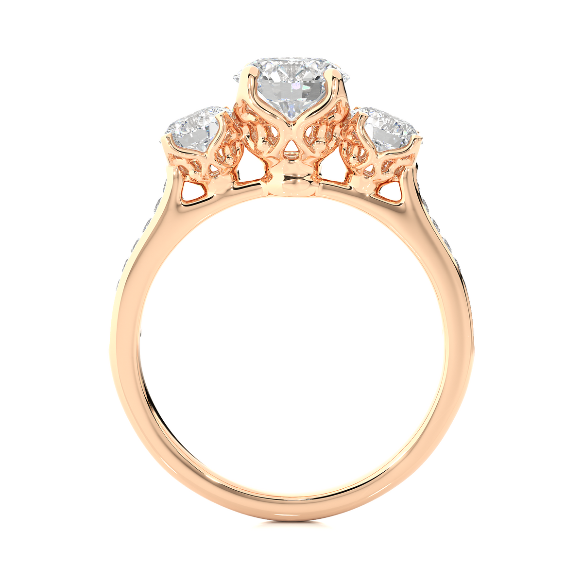 1.80 Ct Round Three Stone Wedding Lab Grown Diamond  Ring for engagement - HIGHCARAT DIAMONDS